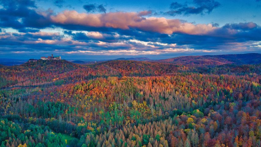 紅葉するテューリンゲンの森, ドイツ