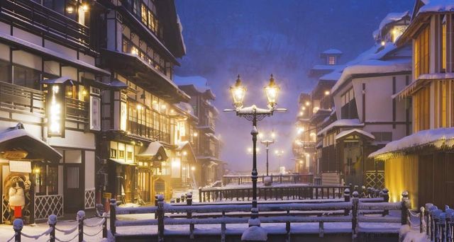 銀河の泉 25日から！ 夜の銀山温泉を幻想的な光の空間にライトアップ