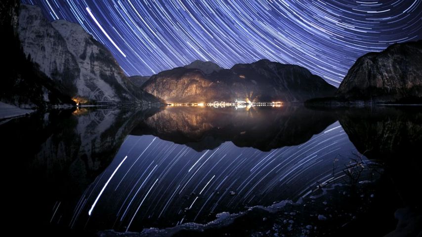 水, 山, 湖, 夜, 空, 夜空