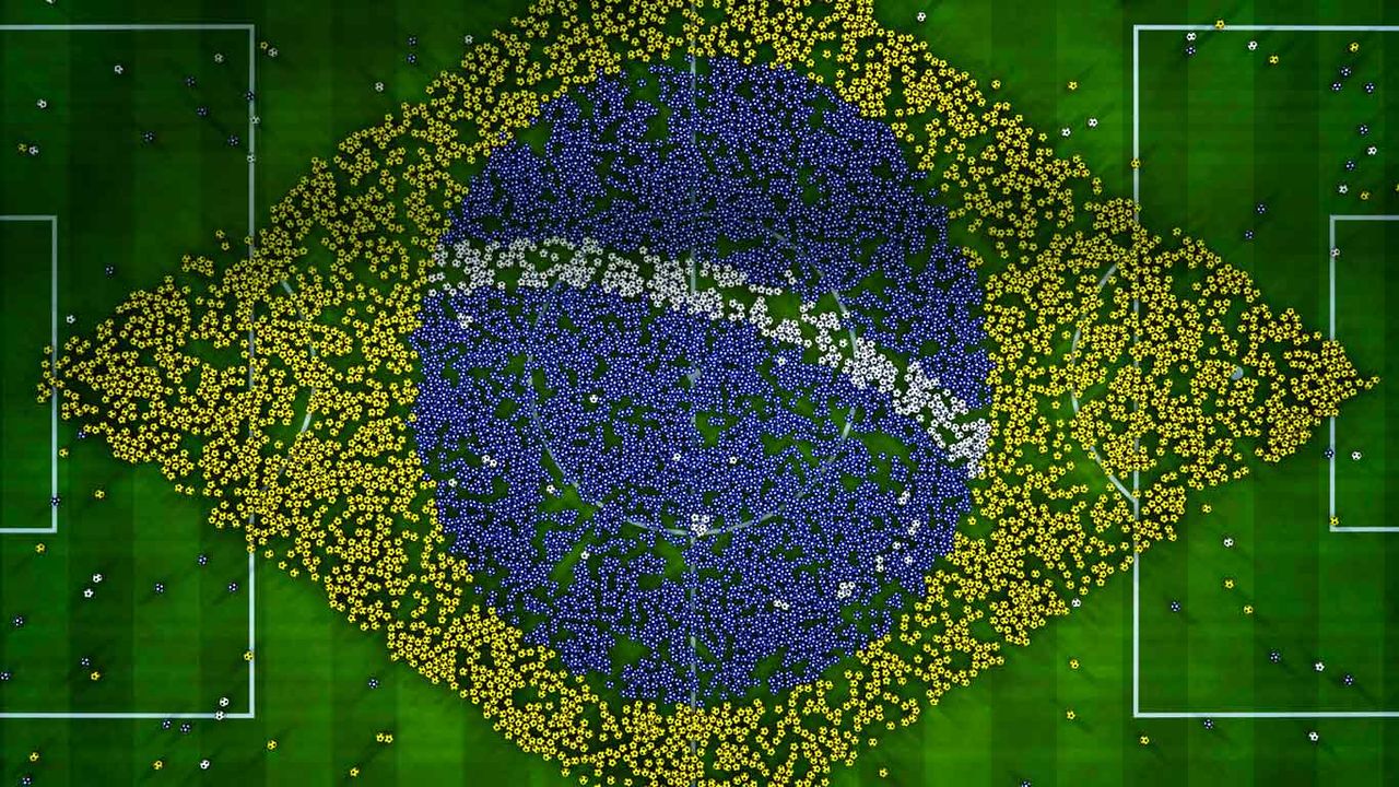 ｢サッカーボールで作ったブラジル国旗｣