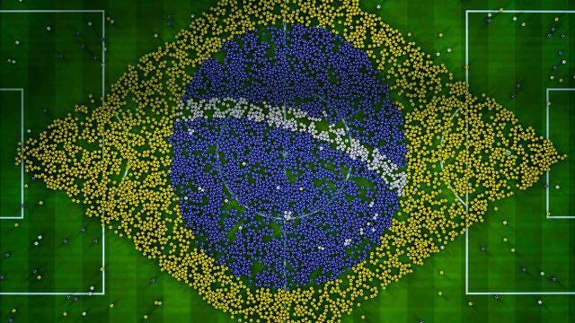 ｢サッカーボールで作ったブラジル国旗｣
