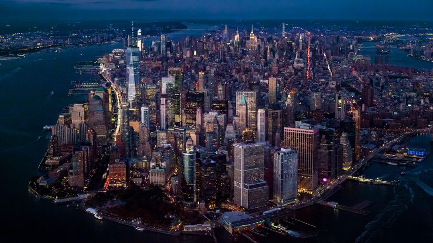 マンハッタンの航空写真, 米国 ニューヨーク