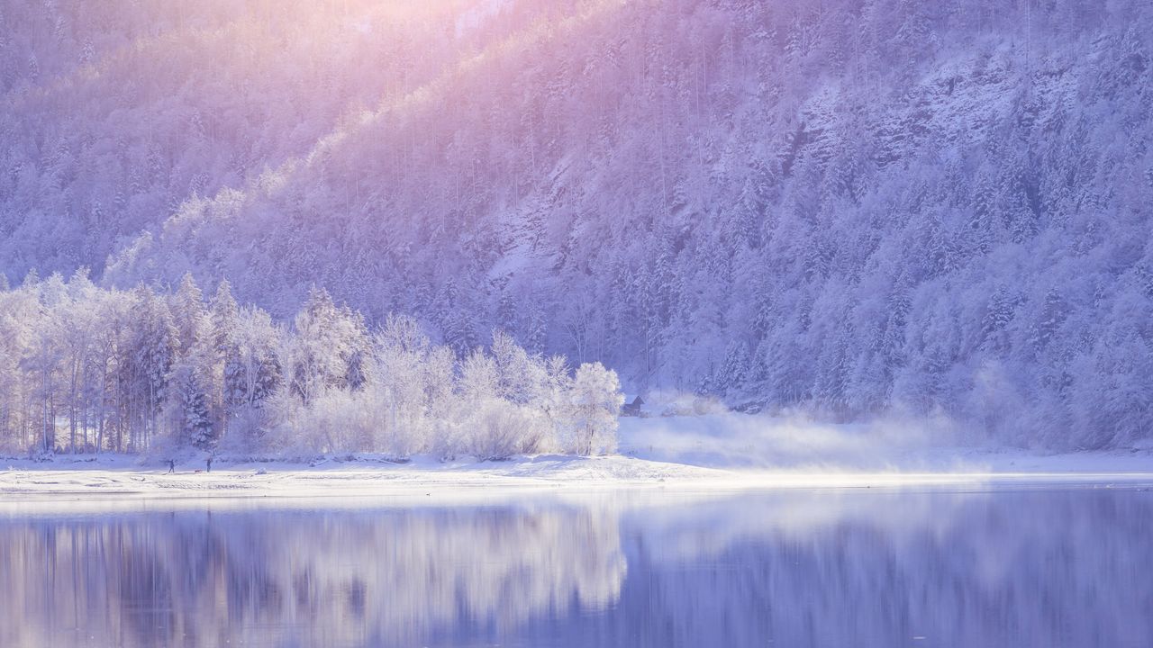 ヒンターゼー湖の冬の風景