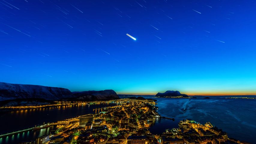 空, 屋外, 山, 風景, 夜, 湖, 水