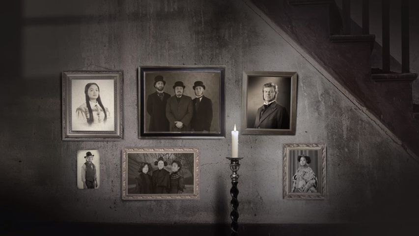 ルーム, picture frame, ギャラリー, シーン, キャンドル, 人間の顔, 人