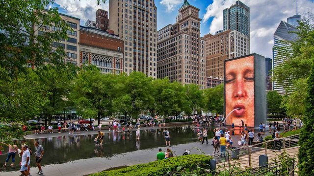 「クラウン・ファウンテン」米国イリノイ州, シカゴ