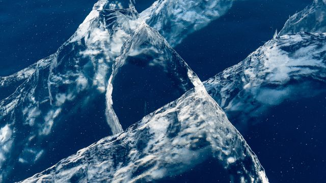 氷の亀裂，フブスグル湖 モンゴル