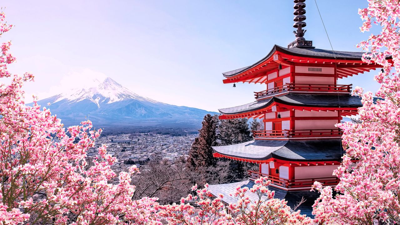 富士山と桜の忠霊塔, 山梨県 富士吉田市